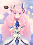  aurora_(pso2) bangs blue_eyes blunt_bangs choker commentary_request dress drill_hair fingers_together gloves hair_ornament highres hisoca jewelry md5_mismatch phantasy_star phantasy_star_online_2 pink_hair solo space_print spoken_expression starry_sky_print 