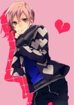  ayune broken_heart grey_eyes heart jacket male_focus mikado_nagi pink_hair scarf smile solo uta_no_prince-sama 