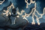 2023 ambiguous_gender black_body black_fur blue_body blue_fur cliff cloud cloudy_sky digitigrade electricity feral fur generation_4_pokemon head_tuft hi_res inner_ear_fluff lightning malachi_(wooled) nintendo outside pokemon pokemon_(species) pokemon_mystery_dungeon quadruped raining shaded shinx sky solo spike_chunsoft storm tail tail_tuft tuft wind wooled yellow_body yellow_eyes yellow_fur yellow_nose