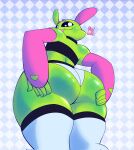 alien alien_humanoid big_butt butt butt_focus curvy_figure female green_body hi_res humanoid lips skull_geck0 solo sploot_(unknownspy) squish thiccc thick_lips thick_thighs wide_hips
