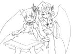  alma_elma bow bowtie camel_(dansen) cecil_(mon-musu_quest!) demon_girl dress hat konpaku_youmu_(cosplay) mob_cap mon-musu_quest! monochrome open_mouth ponytail saigyouji_yuyuko_(cosplay) touhou wide_sleeves wings 