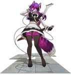  alpha_channel anthro canine clothing female fox gizmo0sue guitar headphones legwear maid_uniform mammal musical_instrument selene_(boha) simple_background smile solo standing thigh_highs transparent_background uniform 