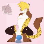 2025 anal anal_masturbation anal_penetration animal_dildo animal_sex_toy animated anthro balls belly black_clothing black_legwear blue_dildo blush bodily_fluids bouncing_balls brown_ear_tips brown_spots brown_tail_tip canine_dildo cat_ear_legwear cheetah circumcised claws clothing crouching dated digitigrade dildo dildo_in_ass dildo_insertion dildo_sitting dipstick_ears dipstick_tail ear_markings erection eyes_closed fangs felid feline feline_tail front_view fur genitals glans hands_behind_back happy hi_res humanoid_genitalia humanoid_penis knot knotted_dildo legwear legwear_only loop male male/male mammal markings masturbation mostly_nude multicolored_ears neck_tuft object_in_ass penetration penis pink_penis sex_toy sex_toy_in_ass sex_toy_insertion short_loop simple_background slim_male solo spots spotted_body spotted_fur striped_markings striped_tail stripes sweat tail tail_markings tan_belly teeth toe_claws tuft watermark yellow_body yellow_fur zionnicoz