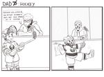  4boys beanie child coffee comic face_mask flailing gloves hat helmet hockey hockey_mask hockey_stick hood hoodie ice_skates ice_skating jersey lucio_(overwatch) mask monochrome multiple_boys overwatch pointing reaper_(overwatch) short_hair skates skating sleeves_rolled_up socks soldier:_76_(overwatch) visor younger 