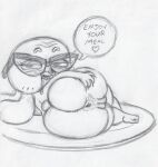 2025 3_toes 4_fingers anthro anus bedroom_eyes big_butt big_eyes big_glasses biped black_text buckteeth butt butt_grab cartoon_network curved_eyebrows dialogue elderly elderly_anthro elderly_female english_text eyebrows eyelashes eyewear eyewear_only feet female fingers floppy_ears genitals glasses glasses_only grey_heart greyscale half-closed_eyes hand_on_butt hand_on_own_butt heart_after_text heart_symbol hi_res huge_butt humanoid_feet humanoid_hands inviting iris joanna_watterson lagomorph legs_together leporid long_eyelashes lying mammal markings mature_anthro mature_female monochrome narrowed_eyes no_pupils nude nude_anthro nude_female on_side open_mouth plantigrade plump_labia pussy rabbit rear_view scut_tail seductive short_tail snout solo speech_bubble spread_butt spreading tail takeshi1000 teeth text text_with_heart the_amazing_world_of_gumball thick_thighs toes traditional_media_(artwork) wearing_glasses whisker_markings