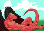  abs anthro dragon lying male muscular nude pecs scalie simona solo tagme wings 