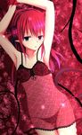  black_panties breasts cleavage collarbone elizabeth_bathory_(fate) elizabeth_bathory_(fate)_(all) fate/extra fate/extra_ccc fate_(series) highres horns lingerie long_hair navel negligee panties pointy_ears red_hair see-through small_breasts solo underwear winter_(winterinkoakuma) 