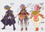 2020 belt big_breasts bimbofication breast_expansion breasts cape clothing dagger digital_media_(artwork) ear_piercing ear_ring english_text expansion female footwear gameplay_mechanics goblin hair hi_res high_heels holding_dagger holding_melee_weapon holding_object holding_weapon humanoid humanoid_pointy_ears intelligence_loss lip_expansion lips looking_at_viewer melee_weapon nipple_outline not_furry open_mouth piercing pink_hair pointy_ears ring_piercing rogue scarfyace shoes simple_background smile solo standing text thick_lips thigh_expansion weapon wide_hips