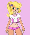 big_breasts breasts camel_toe clothing coco_bandicoot crash_bandicoot crash_bandicoot_(series) shorts tight_clothing video_games 