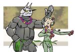abs aggron anthro barefoot beach belly biceps big_muscles biped bodily_fluids breloom circumcised clothed clothing curtis_sara_taylor dancing duo erection feet femboy flower flower_necklace forced forced_exposure gay_panic generation_3_pokemon genitals grass_skirt green_body green_scales grey_body grey_scales hawaiian hi_res hula hula_dancer hula_dancing hunter-husky lei luau male male/male musclegut muscular muscular_male navel nintendo nipples non-mammal_nipples penis plant plantigrade pokemon pokemon_(species) pupils red_body red_scales scales scalie simple_background surprise surprised_expression sweat sweatdrop three-quarter_view topless topless_anthro topless_male torn_clothing trenton_liddle triceps wardrobe_malfunction yellow_sclera