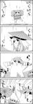  arms_up bucket cirno comic commentary dancing greyscale hair_bobbles hair_ornament hat highres in_bucket in_container kirisame_marisa kisume monochrome no_humans oriental_umbrella raincoat smile tani_takeshi touhou translated twintails umbrella witch_hat wooden_bucket yukkuri_shiteitte_ne 