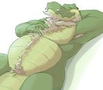  2016 alligator anthro armpit_hair armpits beard bedroom_eyes belly belly_hair blush body_hair chest_hair crocodilian digital_media_(artwork) facial_hair gator_(artist) green_scales half-closed_eyes hand_behind_head lying male muscular mustache naturally_censored on_back overweight pubes reptile scales scalie seductive simple_background smile solo white_background yellow_eyes 