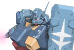  aron_e assault_visor commentary_request earth_federation emblem energy_sword gundam gundam_hathaway&#039;s_flash gustav_karl highres mecha mecha_focus mobile_suit no_humans radio_antenna robot roundel science_fiction shield sword upper_body weapon 