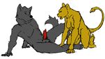  anatomically_correct asdifigi balls breasts canine crouching duo feline female hi_res imminent_sex invalid_tag knot lion lying male male/female mammal penis sketch wolf 