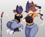 2025 :3 ;d absurd_res anthro arm_tattoo artist_name belt black_eyes blush bottomwear breasts brown_body brown_fur bulletproof_vest butt_outline calico_cat cate_meowdy clothing collar container daniart_xd denim denim_bottomwear denim_clothing domestic_cat dot_eyes elbow_pads epic_games felid feline felis female fingerless_gloves flat_chested flexing fortnite full-length_portrait fur furgonomic_bottomwear furgonomics gloves grey_background hair handwear head_tuft hi_res high_top_shoes jeans kneeling leaning leaning_forward looking_at_viewer looking_back looking_back_at_viewer mammal multicolored_body multicolored_fur multiple_images noseless one_eye_closed open_:3 open_mouth open_smile orange_clothing orange_shirt orange_t-shirt orange_topwear outline pants ponytail portrait purple_body purple_fur shirt simple_background simple_eyes smile solo standing t-shirt tan_body tan_fur tattoo text thigh_pouch thigh_strap three-quarter_portrait topwear torn_bottomwear torn_clothing torn_jeans torn_pants tuft white_outline wink