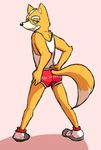  anthro boxer_briefs butt canine clothing english_text fox fox_mccloud grin hands_on_hips looking_back male mammal naughty_face nintendo pinup pose rear_view shirt sketch sneakers solo spread_legs spreading standing star_fox tank_top text thegreatmatsutzu tight_clothing underwear video_games 