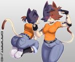 2025 :3 ;d absurd_res anthro arm_tattoo artist_name belt black_eyes blush bottomwear breast_outline breasts brown_body brown_fur butt_outline calico_cat cate_meowdy clothing collar container daniart_xd denim denim_bottomwear denim_clothing domestic_cat dot_eyes elbow_pads epic_games felid feline felis female fingerless_gloves flat_chested flexing fortnite full-length_portrait fur furgonomic_bottomwear furgonomics gloves grey_background hair handwear head_tuft hi_res high_top_shoes jeans kneeling leaning leaning_forward looking_at_viewer looking_back looking_back_at_viewer mammal medium_breasts multicolored_body multicolored_fur multiple_images noseless one_eye_closed open_:3 open_mouth open_smile orange_clothing orange_shirt orange_t-shirt orange_topwear outline pants ponytail portrait purple_body purple_fur shirt simple_background simple_eyes smile solo standing t-shirt tan_body tan_fur tattoo text thigh_pouch thigh_strap three-quarter_portrait topwear torn_bottomwear torn_clothing torn_jeans torn_pants tuft white_outline wink