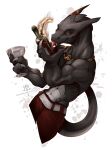 alcohol anthro beverage dragon hi_res kredri licking male muscular mythological_creature mythological_scalie mythology scalie seductive solo tongue wine
