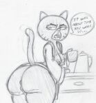 2025 after_anal after_sex anthro areola big_areola big_breasts big_butt big_eyes big_nipples biped black_text bodily_fluids breasts butt cartoon_network clothed clothing container cum cum_from_ass cum_in_ass cum_inside cup dialogue domestic_cat elderly elderly_anthro elderly_female ellipsis english_text exposed_breasts eyebrows eyelashes felid feline felis female fingers frown genital_fluids greyscale grumpy guide_lines head_turned hi_res holding_container holding_cup holding_object huge_areola huge_butt iris kettle leaking_cum leaning leaning_forward legs_together lidded_eyes long_eyelashes looking_at_viewer looking_back looking_back_at_viewer mammal markings mary_senicourt mature_anthro mature_female monochrome nipples no_pupils open_clothing open_frown open_mouth open_robe partially_clothed partially_clothed_anthro partially_clothed_female pointy_ears prick_ears robe round_head round_nose snout solo speech_bubble standing tail takeshi1000 talking_to_viewer text the_amazing_world_of_gumball thick_thighs three-quarter_view tongue traditional_media_(artwork) whisker_markings