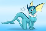  anthro bedroom_eyes blue_skin breast_grab breast_squeeze breasts dialogue eeveelution english_text featureless_breasts female half-closed_eyes hand_on_breast looking_at_viewer nintendo open_mouth pok&eacute;mon presenting seductive simple_background solo text theoretical-chaos vaporeon video_games 