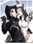  black_hair canine clothed clothing costume feline female hair halloween holidays holtzmann mammal melee_weapon nurse polearm pose reaper_(disambiguation) scythe selfie underwear weapon white_eyes yellow_eyes 