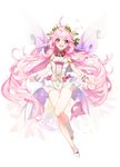  bare_shoulders full_body head_wreath leotard long_hair looking_at_viewer open_mouth original petals pink_hair platina77 purple_eyes ribbon smile solo transparent_background very_long_hair wrist_cuffs 