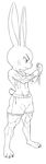  band-aid bandage big_ears black_and_white clothed clothing crossgender determined disney ducati judy_hopps lagomorph line_art male mammal monochrome muscular plantigrade rabbit shorts solo standing topless wraps zootopia 