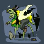alien ben_10 cartoon_network clothing eyestalks footwear fur hat headgear headwear hi_res insect_wings jacket kyrii kyrii_millaroth mid_transformation neopet_(species) neopets orange_body orange_fur shoes stinkfly top_hat topwear torn_clothing transformation trevor-fox wings