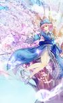  blue_sky bug butterfly cherry_blossoms day flying hat highres hitodama insect japanese_clothes kimono looking_at_viewer mob_cap obi open_hand outstretched_arm pink_eyes pink_hair saigyouji_yuyuko sandals sash short_hair sky smile solo tabi tamariame touhou transparent_limb tree triangular_headpiece 