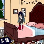anthro artist cartoon_hangover claire_(the_summoning) clothing dorm_room drug_paraphernalia felid feline female female_anthro hi_res kawinski mammal school_uniform the_summoning uniform