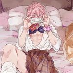  bed crossdressing edanaka free! lying male_focus money school_uniform shigino_kisumi 