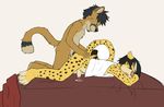  anal balls bed bottomless butt butt_grab cheetah clothed clothing cub duo eyes_closed feline hand_on_butt kneeling lying male male/male mammal on_bed on_front open_mouth penis questionable_consent sex sleeping teenager toybadgers young 