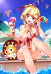  alicecrazy assisted_exposure bangs beach_umbrella bead_bracelet bead_necklace beads bikini bikini_pull blonde_hair blue_eyes blue_sky bracelet breasts cleavage clenched_teeth cloud clumsy collarbone d: day double_scoop dripping dropping dungeon_and_fighter elsword eyebrows eyebrows_visible_through_hair eyelashes female_gunner_(dungeon_and_fighter) flag food food_on_body frilled_bikini frills front-tie_top hair_between_eyes hair_bun hair_ornament hair_stick hairclip head_tilt highres holding holding_food ice_cream ice_cream_cone ice_cream_cone_spill jewelry large_breasts lens_flare long_hair looking_at_viewer melting navel_piercing necklace nipple_slip nipples o-ring o-ring_top one_breast_out open_mouth outdoors palm_tree pennant piercing poolside pulled_by_another red_bikini rose_(elsword) sidelocks sitting skindentation sky soaking_feet spilling string string_of_flags suggestive_fluid summer sunlight sweat swimsuit tears teeth tree triple_scoop tsurime umbrella waffle_cone water wet zero_(elsword) 