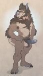  2016 anthro balls biceps canine claws cum fur hair humanoid invalid_background male mammal muscular muscular_male no_swift nude pecs penis pose were werewolf wolf 