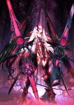  1girl ahoge animal_feet animal_hands ass_visible_through_thighs black_hair black_horns black_panties black_skin black_tail black_wings breast_curtain breasts choco_(chocolate_shop) claws colored_extremities colored_skin demon_tail dragon_girl dragon_wings fate/grand_order fate_(series) floating_hair full_body game_cg gradient_hair horns huge_horns huge_weapon large_variant_set legs_apart long_breast_curtain long_hair looking_at_viewer lowleg lowleg_panties melusine_(fate) melusine_(red_hot_deviation)_(fate) multicolored_hair official_art outstretched_arms outstretched_hand panties parted_lips red_theme revealing_clothes sideless_outfit sidelocks small_breasts solo standing tail third-party_source underboob underwear variant_set very_long_hair weapon white_hair wings yellow_eyes 