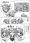  comic greyscale highres i-168_(kantai_collection) i-19_(kantai_collection) i-58_(kantai_collection) jako_(jakoo21) kantai_collection kemonomimi_mode monochrome multiple_girls translated 