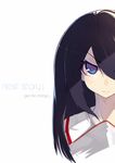  absurdres angry black_hair blue_eyes eyebrows eyebrows_visible_through_hair face furrowed_eyebrows highres hoshino_(illyasviel) long_hair looking_at_viewer original simple_background solo text_focus white_background 