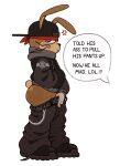 2024 angry anthro backwards_baseball_cap backwards_hat baseball_cap belt bottomwear bottomwear_down brown_body brown_eyes bubble_butt butt chain clothed clothing cross-popping_vein dialogue digital_media_(artwork) english_text exposed_ass exposed_butt eyelashes eyeliner femboy five_nights_at_freddy&#039;s five_nights_at_freddy&#039;s:_help_wanted flat_cap fnaf_vr_help_wanted footwear glitchtrap gloves hand_in_pocket handwear hat headgear headwear hood hoodie kerchief lagomorph leporid looking_at_viewer lowered_pants makeup male mammal mascara multicolored_body nanocorpx narrowed_eyes no_underwear offscreen_character oversized_bottomwear oversized_clothing oversized_pants pants pants_down partially_clothed pockets presenting presenting_hindquarters purple_eyes rabbit rabbit_ears scottgames scut_tail shoes short_tail simple_background solo speech_bubble tail text topwear two_tone_body whiskers white_background white_clothing white_gloves white_handwear