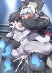 2025 absurd_res anthro anthro_on_anthro arm_grab asphyxiation athletic athletic_anthro athletic_female big_breasts black_body black_fur black_sclera blush bodily_fluids body_mouth breast_grab breasts canid choking claws countershading cum cum_in_pussy cum_inside digital_media_(artwork) dipstick_tail disembodied_hand drooling duo fangs felid female fighting_ring fingers fur genital_fluids grey_body grey_countershading grey_fur hair hand_on_breast harry_(sleepiness18) headlock hi_res highlights_(coloring) inside instant_loss_2koma kemono leaking_cum lifted lifting male male/female mammal markings multicolored_hair nipples nude nude_anthro nude_female nude_male red_eyes red_highlights restrained restrained_arms rin_(sleepiness18) saliva sleepiness18 standing sweat tail tail_markings teeth three-quarter_view two_tone_hair