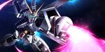  absurdres artist_request crossbone_gundam crossbone_gundam_x-1 crossbone_vanguard energy energy_beam energy_sword glowing glowing_eyes gundam highres jolly_roger lens_flare machinery mecha mecha_focus no_humans realistic robot science_fiction space sword thrusters v-fin weapon 