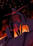  black_background embers gundam gundam_gquuuuuux highres mecha mecha_focus mobile_armor nakano_ruka no_humans portrait psyco_gundam_(gquuuuuux) robot signature v-fin 