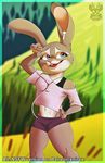  2016 anthro cute disney female judy_hopps lagomorph mammal navel rabbit solo sweat xnirox zootopia 