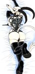  breasts butt dakimakura_design demon female hladilnik horn leather looking_back lucy_(hladilnik) smile solo tattoo 