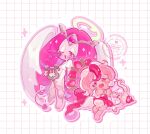  1boy 1girl angel angel_wings chibi chibi_only colored_skin cookie_run cookie_run:_kingdom cupid dress eternal_sugar_cookie halo highres ishrkut long_hair looking_at_viewer pavlova_cookie pink_eyes pink_hair pink_skin smile very_long_hair white_dress wings 