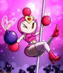 2025 absurd_res bomb bomberman bomberman_(species) breasts clothed clothing digital_media_(artwork) explosives eyes_closed female footwear group heart_symbol hi_res high_heels humanoid konami leggings legwear looking_at_viewer one_eye_closed panties pole pretty_bomber shoes thick_thighs underwear viroveteruscy wink winking_at_viewer