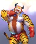  anthro bovine bulge cattle feline hybrid iceman1984 luchador male mammal muscular nipples solo tiger wrestling 