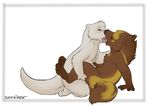  2016 anthro blush brown_fur brown_nose claws conditional_dnp digital_media_(artwork) duo female fur hand_on_shoulder hindpaw kissing kneeling leg_grab male male/female mammal mustelid nude open_mouth otter otterface paws penetration reed romantic_couple saliva sefeiren sex simple_background sitting thick_tail tongue tongue_out vaginal vaginal_penetration whiskers white_background white_fur wolverine 