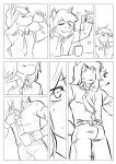 2021 absurd_res anthro beverage biped black_and_white body_size_growth bottomwear clothed clothing coffee comic container cup digital_drawing_(artwork) digital_media_(artwork) draft_horse equid equine fur goatpoke hair hi_res holding_beverage holding_object horse inside long_hair male mammal monochrome mug necktie office pants shirt simple_background size_transformation solo song_(charityssongbird) tail topwear transformation