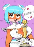  blue_hair breasts cleavage clothed clothing crash_bandicoot_(series) female hair lab_coat solo video_games 