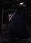 ajna ambiguous_gender anthro bone cemetery claws facial_markings female forehead_markings forest forest_background glowing_pupils head_markings hi_res hooves horn hunched_over light lletywr long_arms long_legs looking_at_viewer markings monster moon moonlight nature nature_background night plant runes shadow skull skull_head solo tall tombstone tree